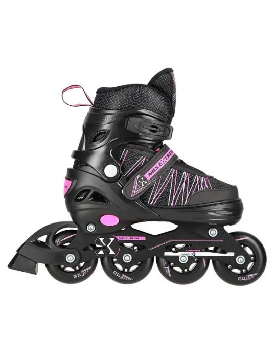 Patines Ajustables 2 En 1 Negro Y Rosa – En Línea Y De Hockey Sobre Hielo