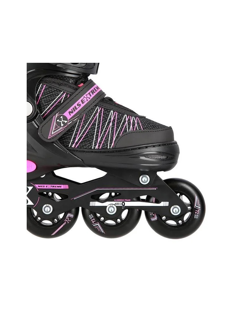 Patines Ajustables 2 En 1 Negro Y Rosa – En Línea Y De Hockey Sobre Hielo