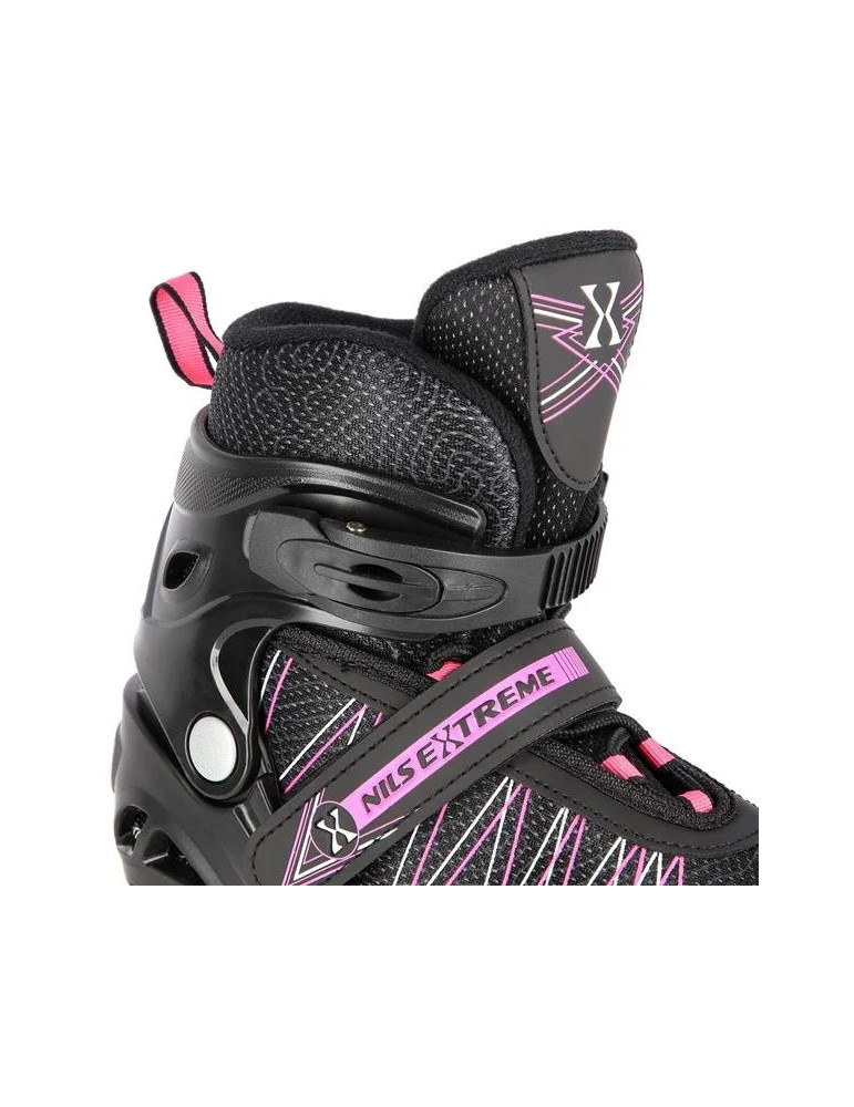 Patines Ajustables 2 En 1 Negro Y Rosa – En Línea Y De Hockey Sobre Hielo