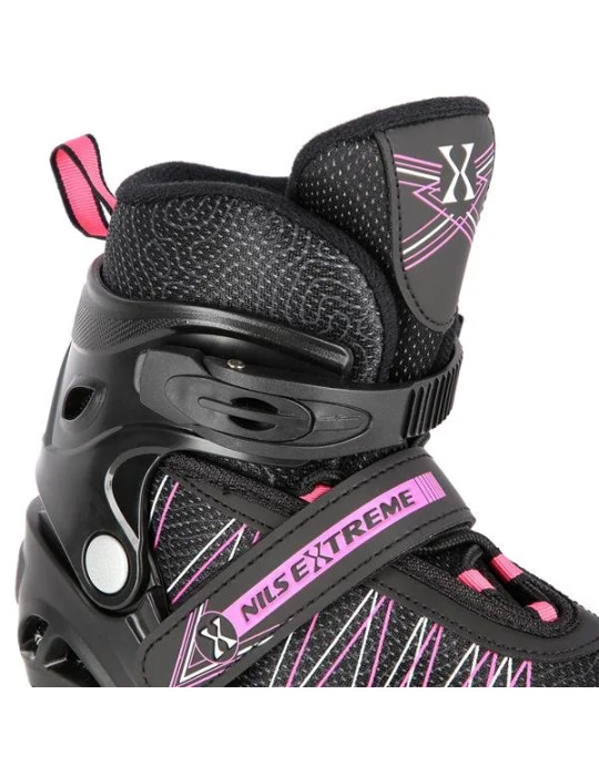 Patines Ajustables 2 En 1 Negro Y Rosa – En Línea Y De Hockey Sobre Hielo
