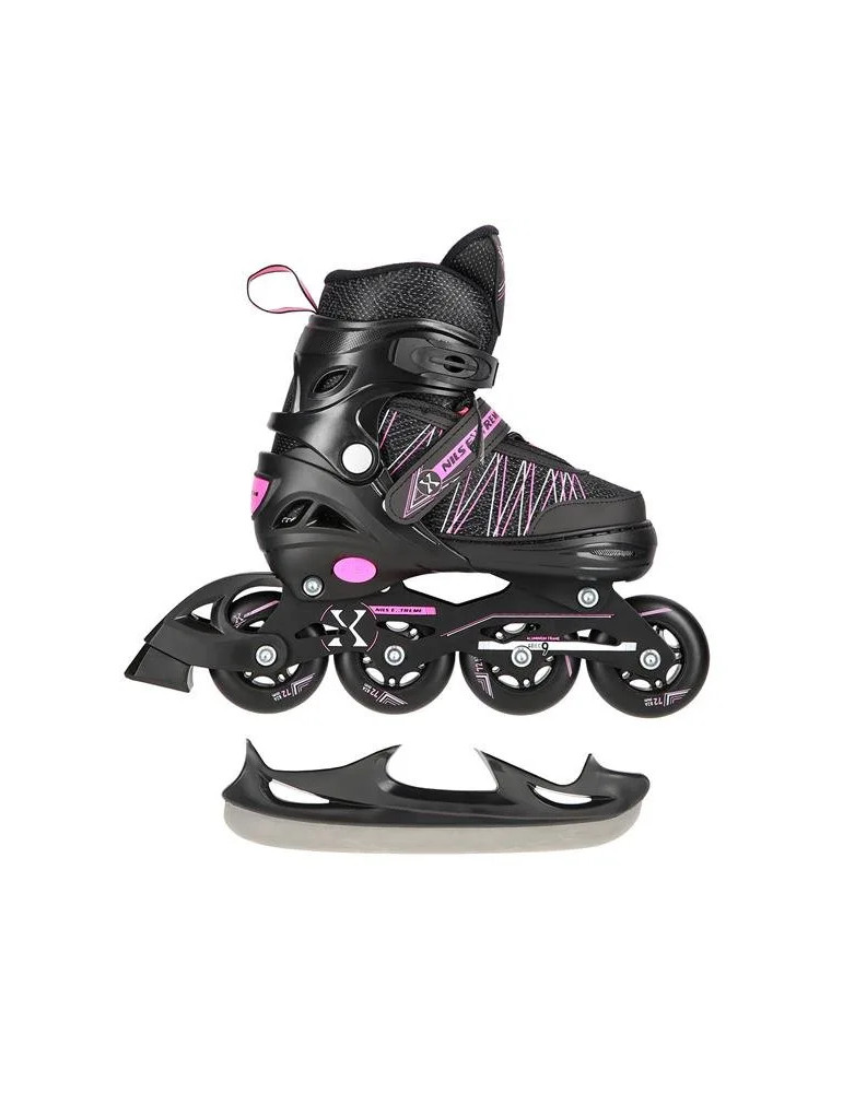 Patines Ajustables 2 En 1 Negro Y Rosa – En Línea Y De Hockey Sobre Hielo - Vista 11