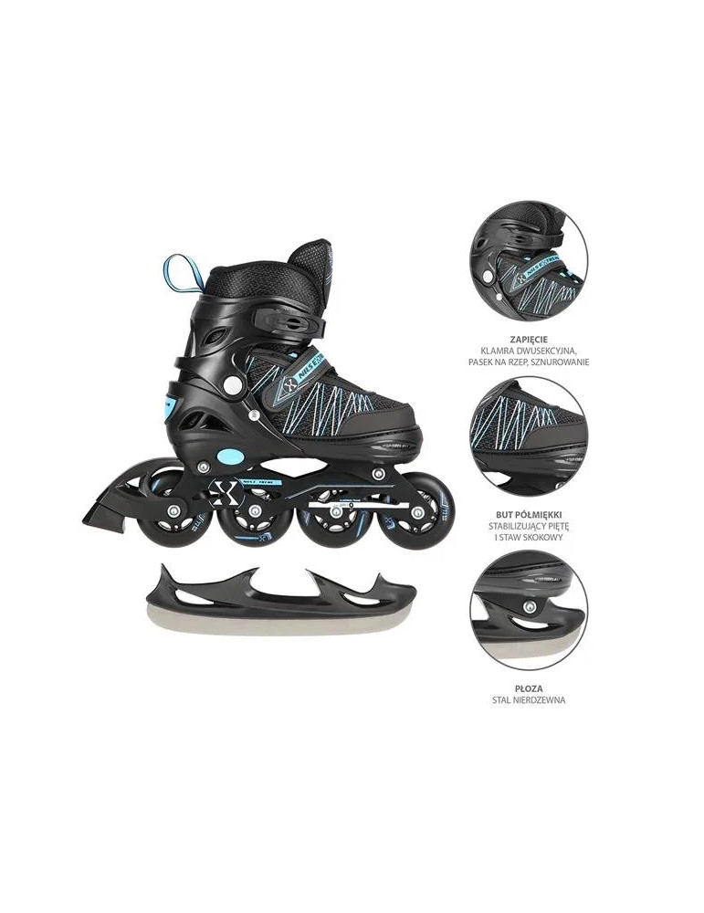 Patines Ajustables 2 En 1 Azul-Negro Nh11912 | En Línea Y Hockey Sobre Hielo - Vista 1