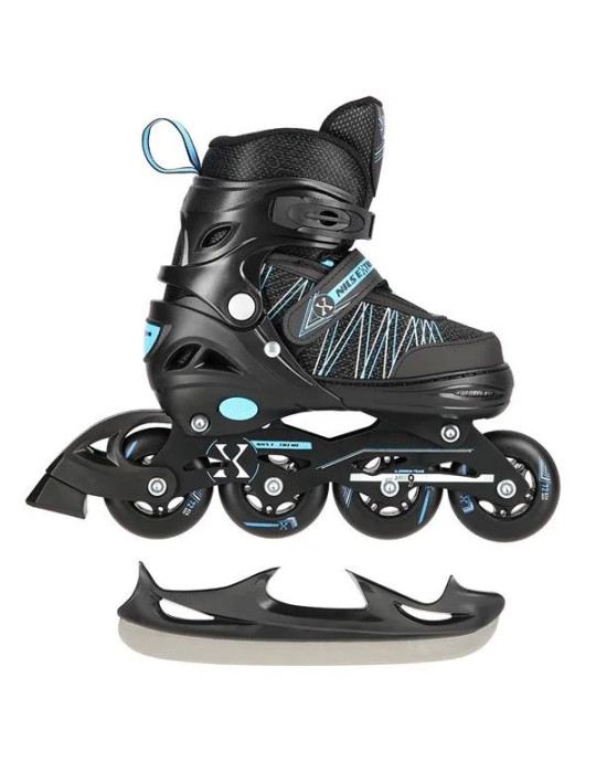 Patines Ajustables 2 En 1 Azul-Negro Nh11912 | En Línea Y Hockey Sobre Hielo
