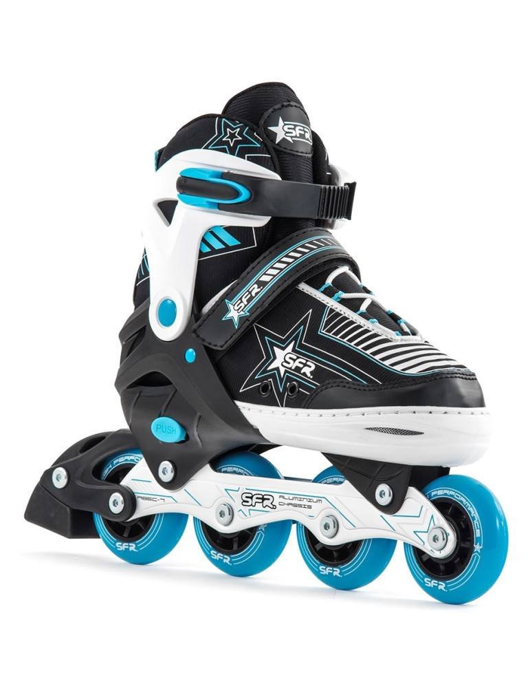 PATINS EM LINHA AJUSTÁVEIS PRESSIONAR AZUIS PATINS EM LINHA 