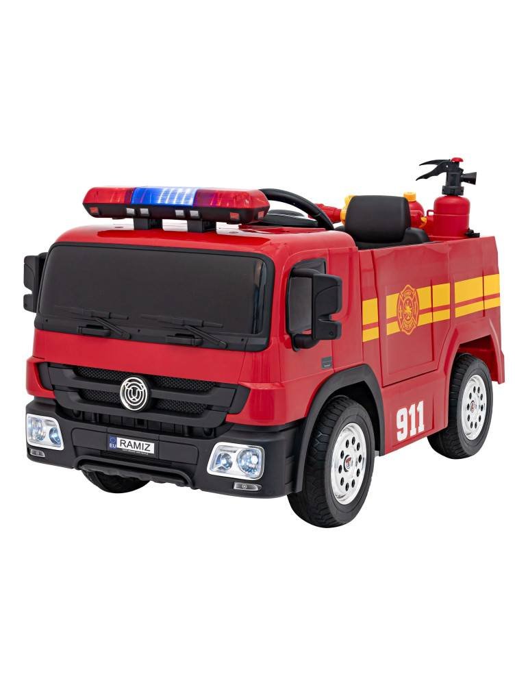 Caminhão de Bombeiros Elétrico Infantil - 2x12V com Controle Remoto e Kit Bombeiro CARROS ELÉTRICOS PARA CRIANÇAS 