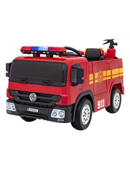 Caminhão de Bombeiros Elétrico Infantil - 2x12V com Controle Remoto e Kit Bombeiro CARROS ELÉTRICOS PARA CRIANÇAS 