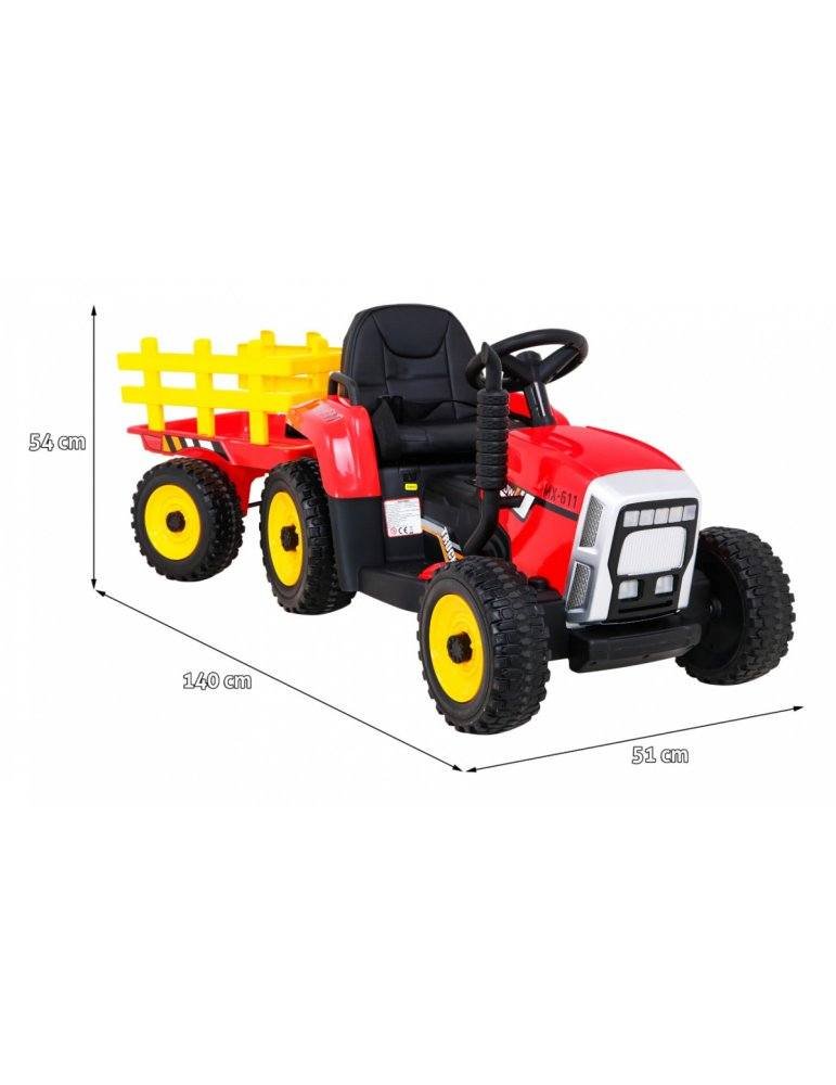 Tractor Eléctrico Infantil con Remolque 12V – Monoplaza, Control Remoto  - Vista 1